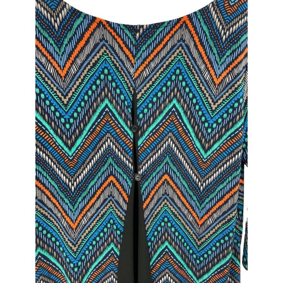 Cato Womens Size Small Multicolor Geometric Print 3/4 Sleeve Knit Shirt - Picture 7 of 10